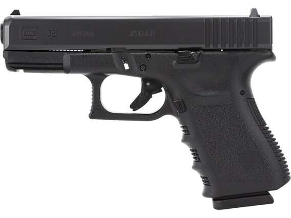 "Discover the Glock G38 Gen 3 Semi-Automatic Pistol in .45 GAP, offering a balanced blend of power and versatility. With a 4.02" barrel, 8-round capacity, and sleek black finish, this Glock delivers reliable performance in a compact design."