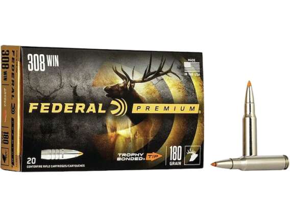 Federal Premium Ammunition 308 Winchester 180 Grain Trophy Bonded Tip Box of 20