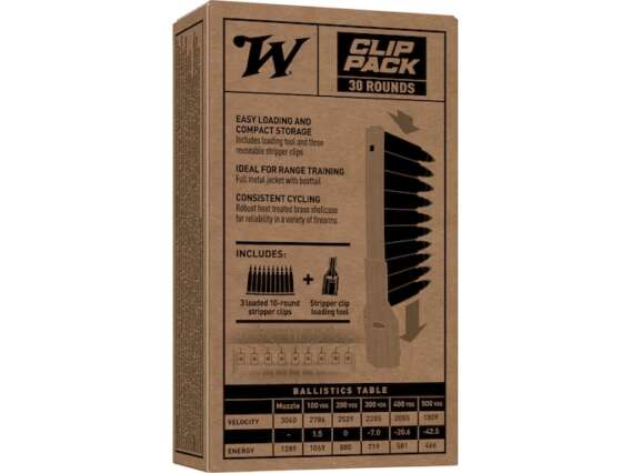 Winchester USA Ammunition 5.56x45mm NATO 62 Grain M855 SS109 Penetrator Full Metal Jacket 10 Round Clips