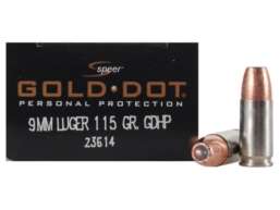 Speer Gold Dot Ammunition 9mm Luger 115 Grain Jacketed Hollow Point