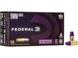 Federal Syntech Training Match Ammunition 9mm Luger 147 Grain Total Synthetic Jacket