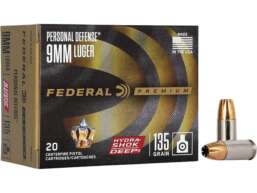 Federal Premium Personal Defense Ammunition 9mm Luger 135 Grain Hydra-Shok Deep Jacketed Hollow Point