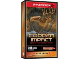 Winchester Copper Impact Ammunition 308 Winchester 150 Grain Copper Extreme Point Polymer Tip Lead-Free Box of 20