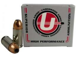 Underwood Ammunition 9mm Luger +P+ 124 Grain Jacketed Hollow Point Box of 20