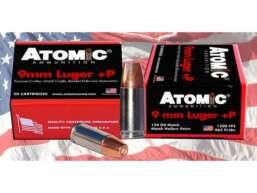 Atomic Ammunition 9mm Luger +P 124 Grain Bonded Jacketed Hollow Point