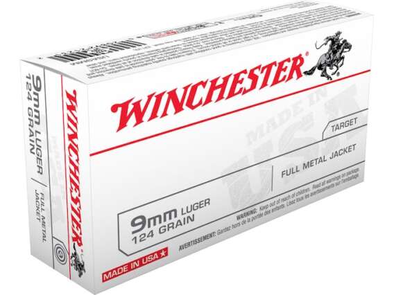 Winchester USA Ammunition 9mm Luger 124 Grain Full Metal Jacket