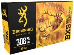 Browning BXS Solid Expansion Ammunition 308 Winchester 150 Grain Solid Copper Polymer Tip Boat Tail Lead-Free Box of 20