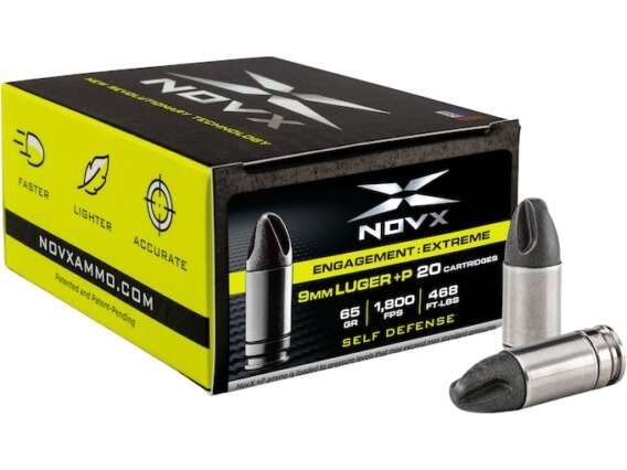 NovX Engagement Extreme Self-Defense Ammunition 9mm Luger +P 65 Grain Fluted Lead-Free