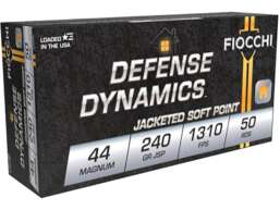 Fiocchi Defense Dynamics Ammunition 44 Remington Magnum 240 Grain Jacketed Soft Point Box of 50