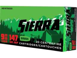 Sierra Outdoor Master Ammunition 9mm Luger 147 Grain Jacketed Hollow Point Box of 20- Blemished