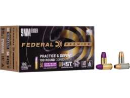 Federal Practice & Defend HST/Syntech Combo Ammunition 9mm Luger 147 Grain Jacketed Hollow Point & Total Synthetic Jacket