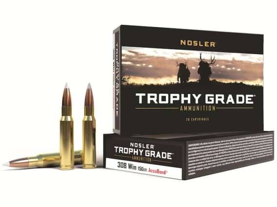 Nosler Trophy Grade Ammunition 308 Winchester 150 Grain AccuBond Box of 20